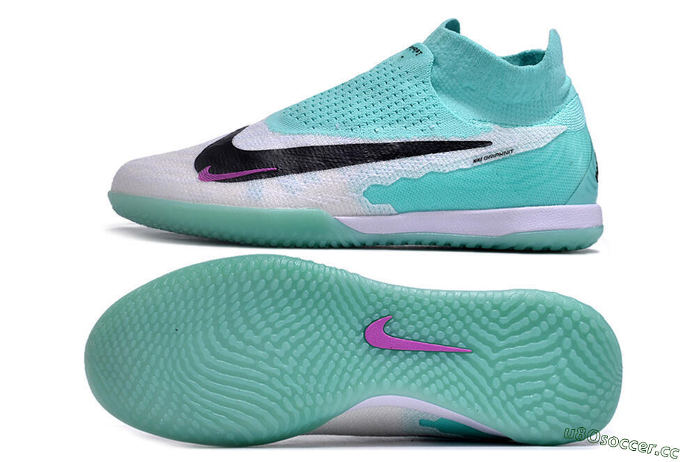 Men's Nike Phantom GX Elite DF Link IC Indoor & Futsal High-Tops Football Shoes - White/Jade/Black/Purple 1