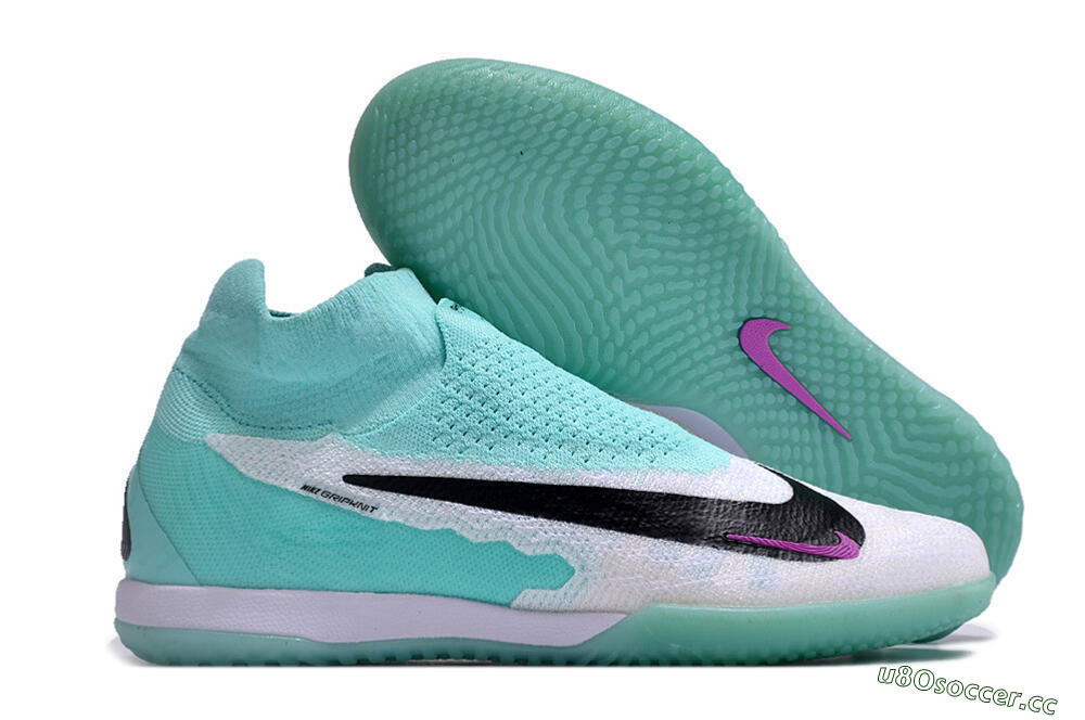 Men's Nike Phantom GX Elite DF Link IC Indoor & Futsal High-Tops Football Shoes - White/Jade/Black/Purple 2