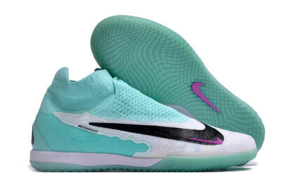 Men's Nike Phantom GX Elite DF Link IC Indoor & Futsal High-Tops Football Shoes - White/Jade/Black/Purple