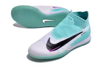 Men's Nike Phantom GX Elite DF Link IC Indoor & Futsal High-Tops Football Shoes - White/Jade/Black/Purple