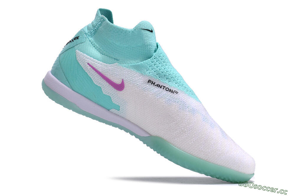 Men's Nike Phantom GX Elite DF Link IC Indoor & Futsal High-Tops Football Shoes - White/Jade/Black/Purple 4