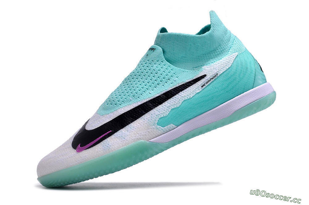 Men's Nike Phantom GX Elite DF Link IC Indoor & Futsal High-Tops Football Shoes - White/Jade/Black/Purple 5