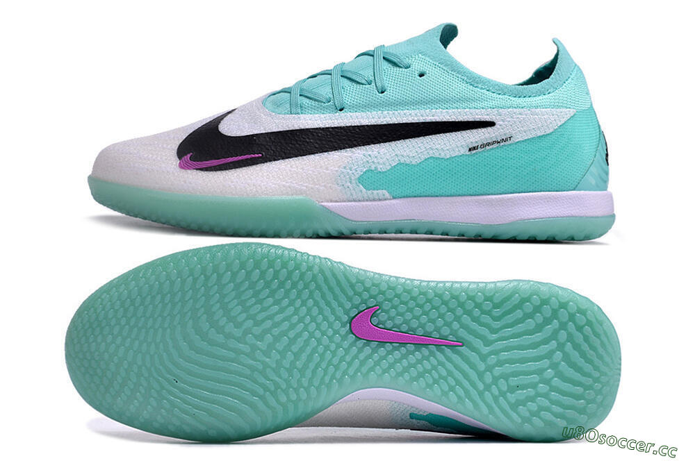 Men's Nike Phantom GX Elite IC Indoor & Futsal Low-Tops Football Shoes - White/Jade/Black/Purple 1