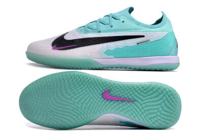 Men's Nike Phantom GX Elite IC Indoor & Futsal Low-Tops Football Shoes - White/Jade/Black/Purple