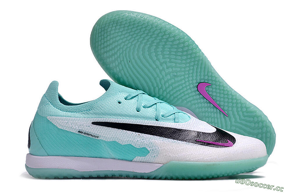 Men's Nike Phantom GX Elite IC Indoor & Futsal Low-Tops Football Shoes - White/Jade/Black/Purple 2