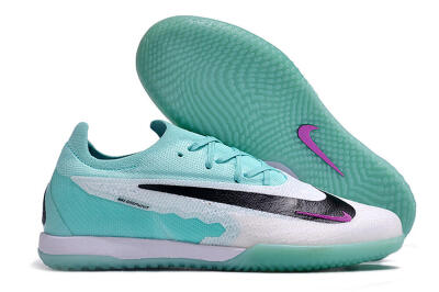 Men's Nike Phantom GX Elite IC Indoor & Futsal Low-Tops Football Shoes - White/Jade/Black/Purple