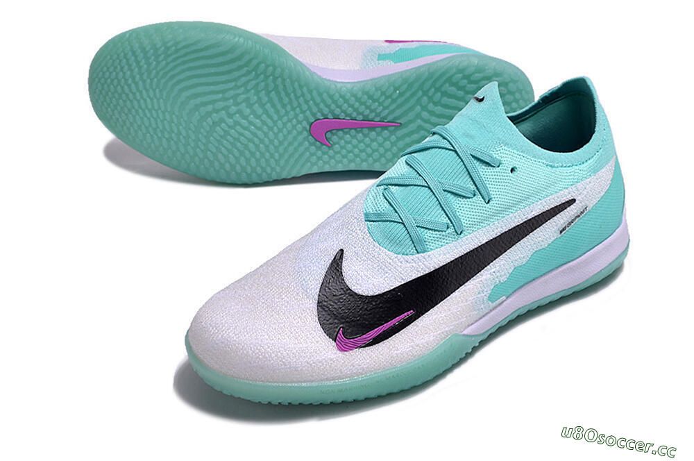 Men's Nike Phantom GX Elite IC Indoor & Futsal Low-Tops Football Shoes - White/Jade/Black/Purple 3
