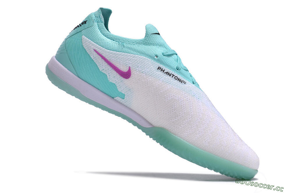 Men's Nike Phantom GX Elite IC Indoor & Futsal Low-Tops Football Shoes - White/Jade/Black/Purple 4