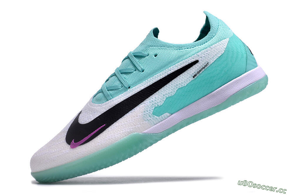 Men's Nike Phantom GX Elite IC Indoor & Futsal Low-Tops Football Shoes - White/Jade/Black/Purple 5