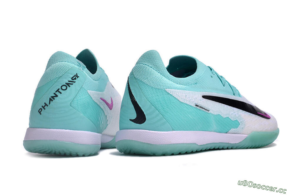 Men's Nike Phantom GX Elite IC Indoor & Futsal Low-Tops Football Shoes - White/Jade/Black/Purple 6