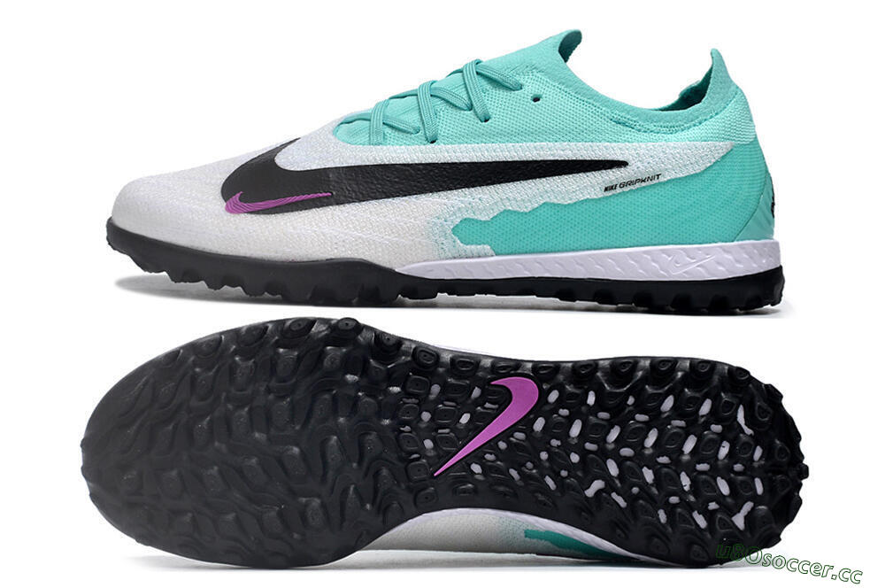 Men's Nike Phantom GX Elite TF Artificial Turf Low-Tops Football Shoes - White/Jade/Black/Purple 1