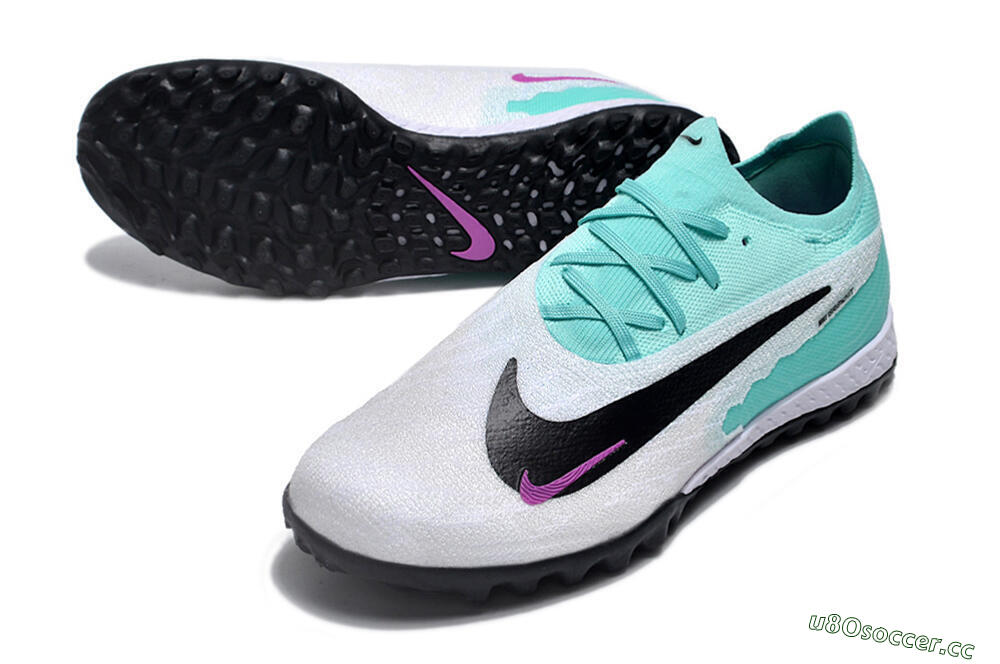 Men's Nike Phantom GX Elite TF Artificial Turf Low-Tops Football Shoes - White/Jade/Black/Purple 3