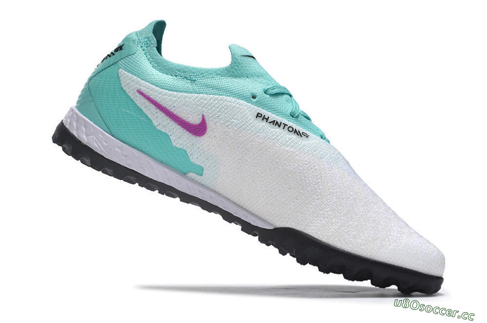 Men's Nike Phantom GX Elite TF Artificial Turf Low-Tops Football Shoes - White/Jade/Black/Purple 4