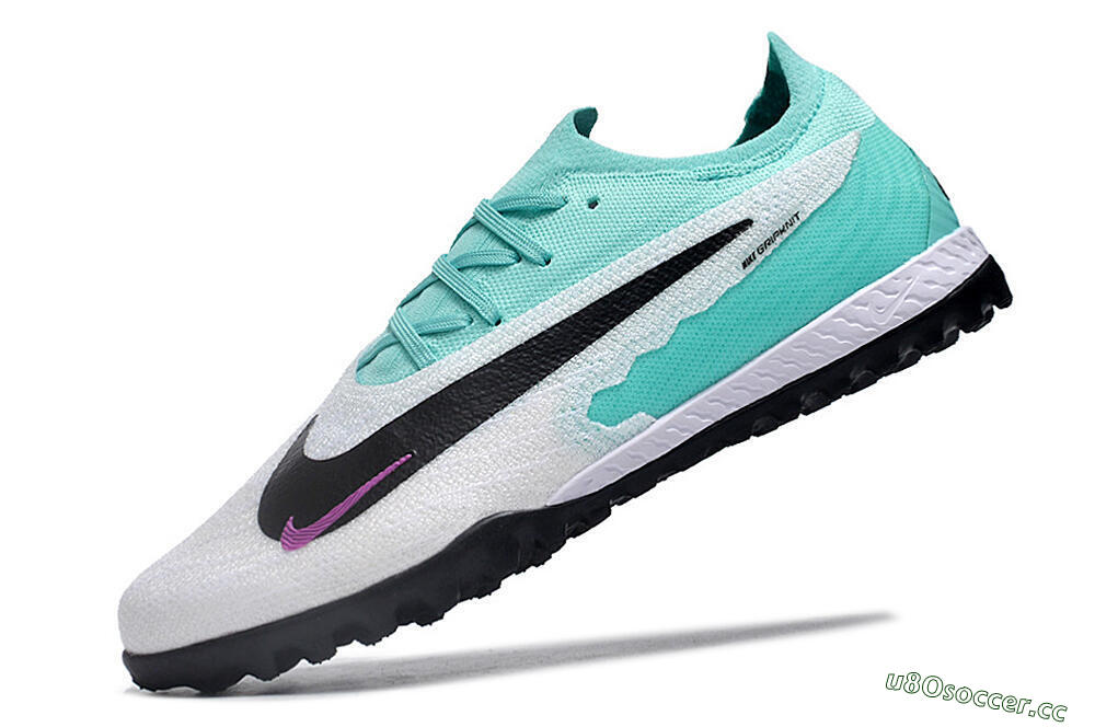 Men's Nike Phantom GX Elite TF Artificial Turf Low-Tops Football Shoes - White/Jade/Black/Purple 5