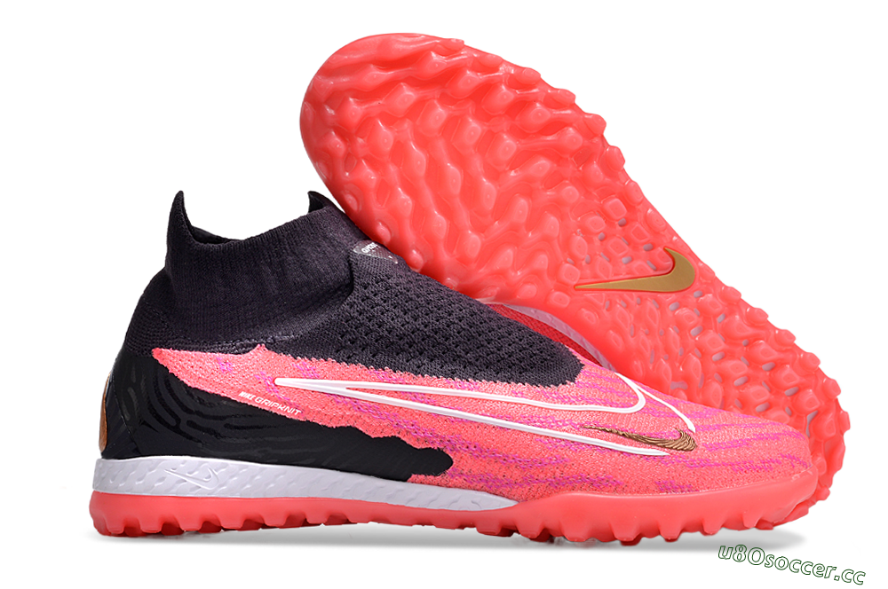 Men's Nike Phantom GX Elite DF Link TF Artificial Turf High-Tops Football Shoes - Pink/Gold/White/Black 2