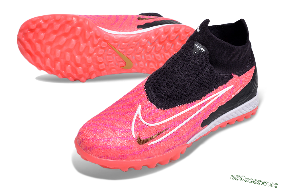Men's Nike Phantom GX Elite DF Link TF Artificial Turf High-Tops Football Shoes - Pink/Gold/White/Black 3