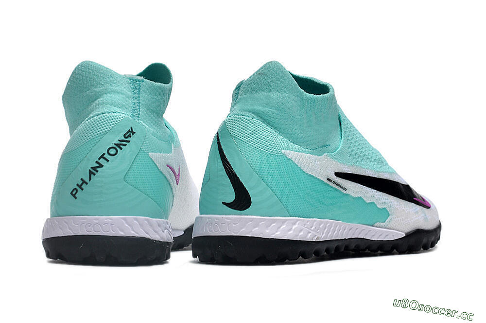 Men's Nike Phantom GX Elite DF Link TF Artificial Turf High-Tops Football Shoes - White/Jade/Black/Purple 6