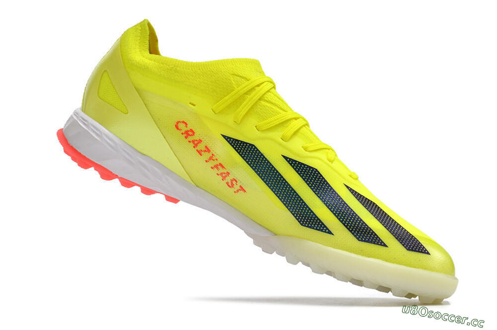 Men's Adidas X Crazyfast.1 TF Artificial Turf Low-Tops Football Shoes - Yellow/Black/White 4