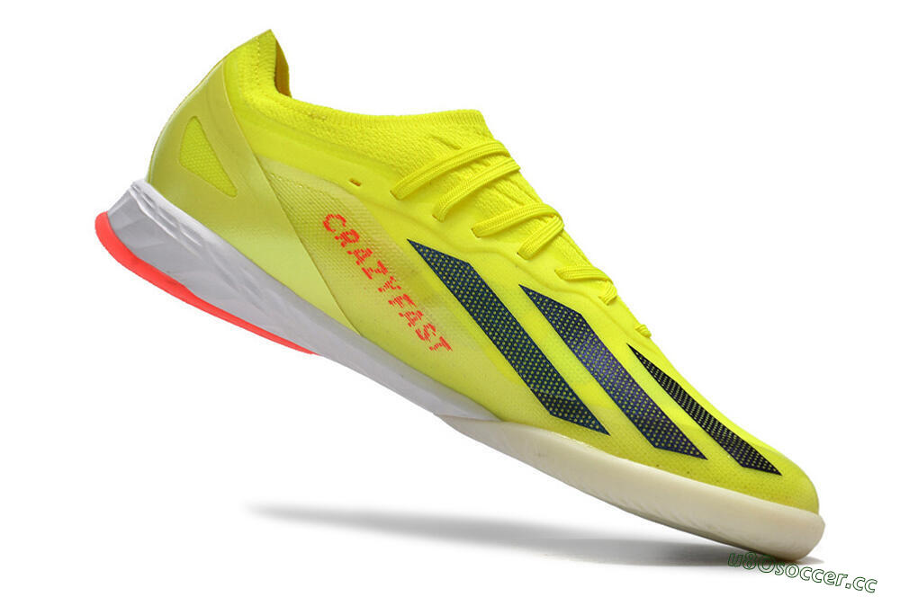 Men's Adidas X Crazyfast.1 IC Indoor & Futsal Low-Tops Football Shoes - Yellow/Black/White 4