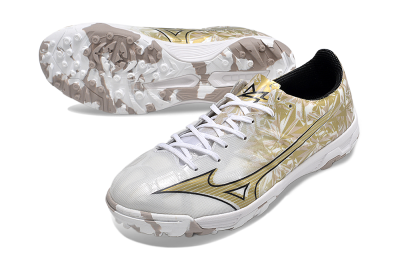 Men's Mizuno Morelia Alpha Made in Japan TF Artificial Turf Low-Tops Football Shoes - White/Black/Gold