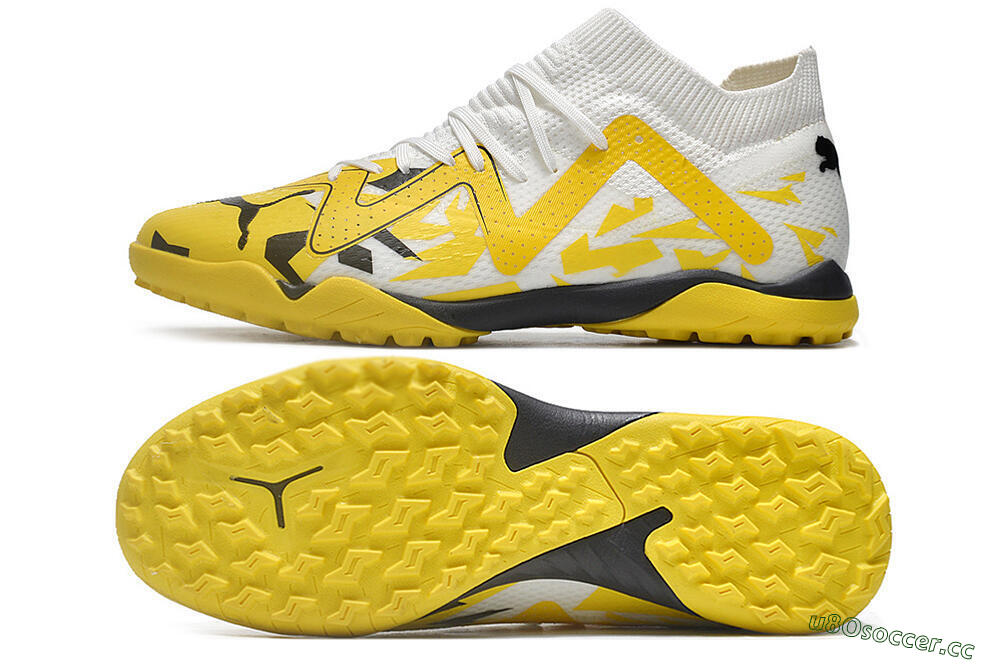 Men's Puma Future X Powercat Tokyo Match TF Artificial Turf Low-Tops Football Shoes - Yellow/White/Black 1