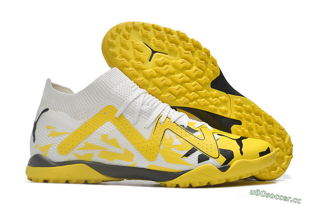 Men's Puma Future X Powercat Tokyo Match TF Artificial Turf Low-Tops Football Shoes - Yellow/White/Black 2