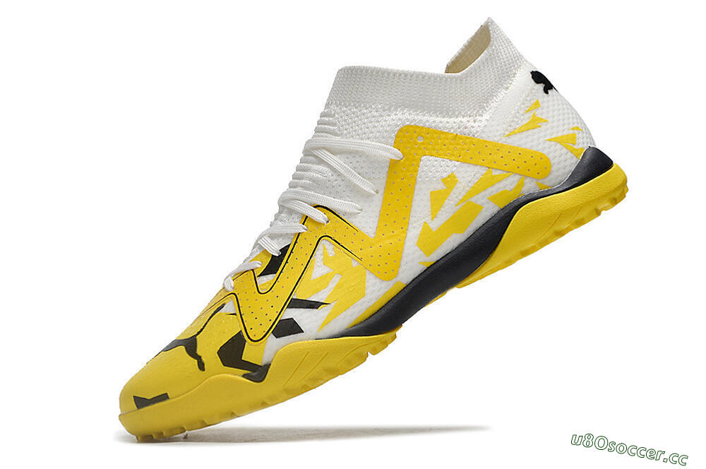 Men's Puma Future X Powercat Tokyo Match TF Artificial Turf Low-Tops Football Shoes - Yellow/White/Black 5