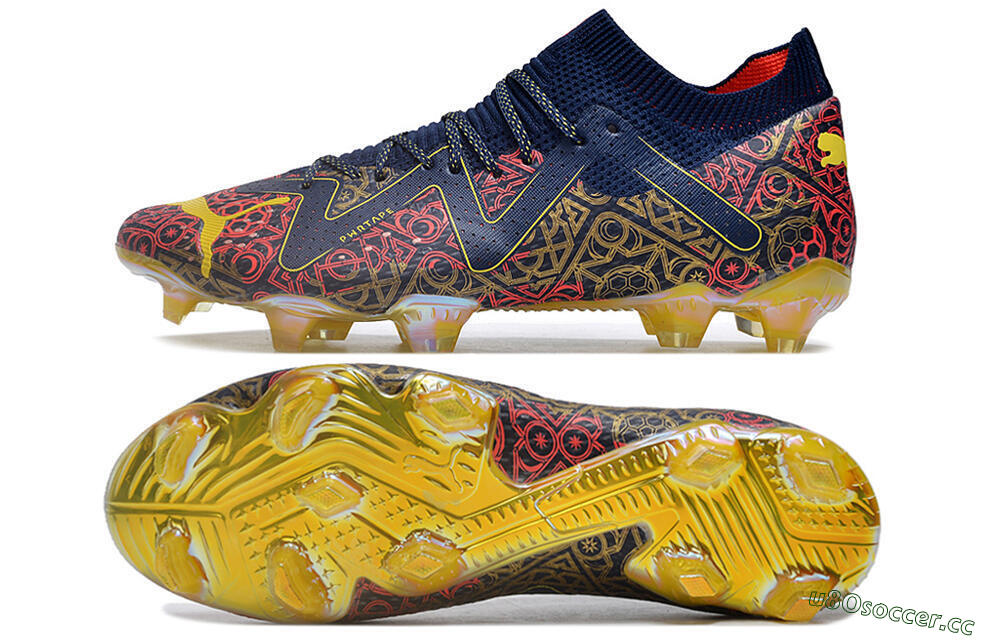 Men's Puma Future Ultimate FG Firm Ground Low-Tops Football Boots - Blue/Red/Gold 1