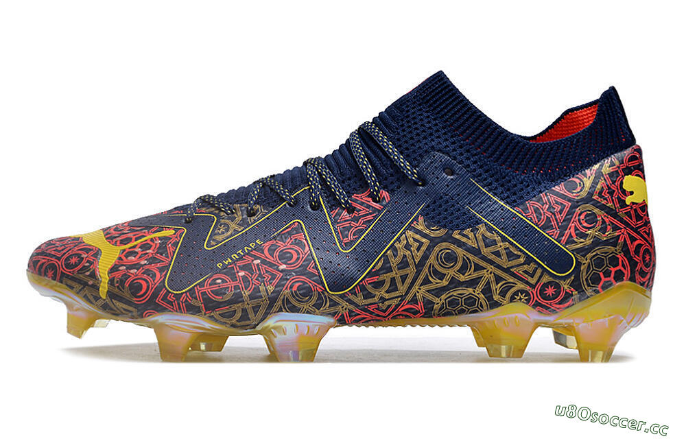 Men's Puma Future Ultimate FG Firm Ground Low-Tops Football Boots - Blue/Red/Gold 0
