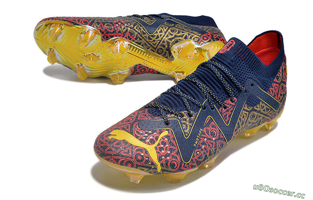 Men's Puma Future Ultimate FG Firm Ground Low-Tops Football Boots - Blue/Red/Gold 3