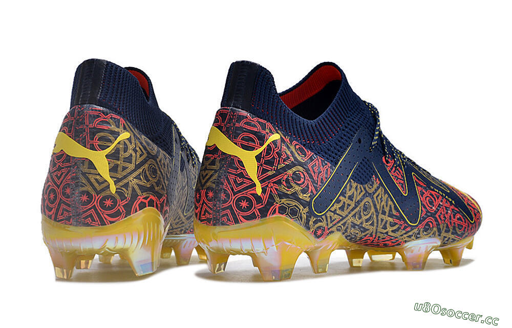 Men's Puma Future Ultimate FG Firm Ground Low-Tops Football Boots - Blue/Red/Gold 6