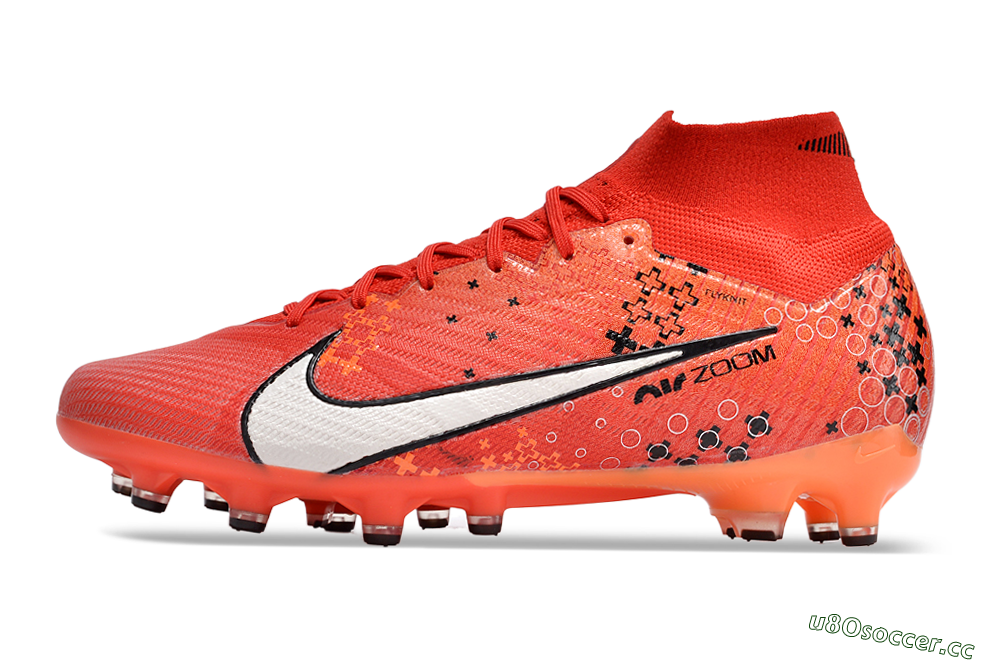 Men's Nike Air Zoom Mercurial Superfly 9 Elite AG Artificial Grass High-Tops Football Boots - Red/White/Black 0