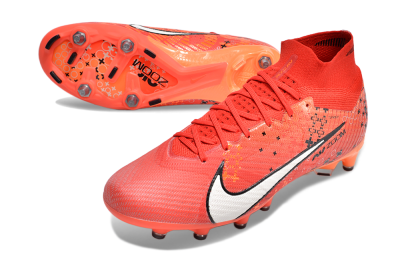 Men's Nike Air Zoom Mercurial Superfly 9 Elite AG Artificial Grass High-Tops Football Boots - Red/White/Black