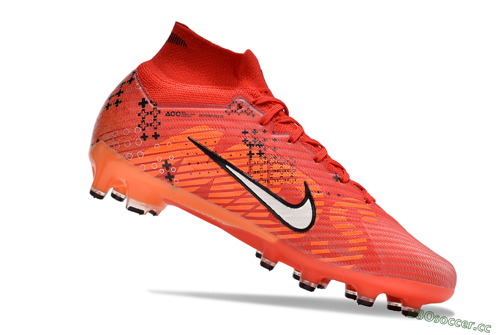Men's Nike Air Zoom Mercurial Superfly 9 Elite AG Artificial Grass High-Tops Football Boots - Red/White/Black 4