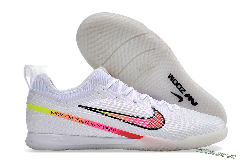 Men's Nike Air Zoom Mercurial Vapor 15 Pro IC Indoor & Futsal Low-Tops Football Shoes - White/Pink/Black/Yellow 2
