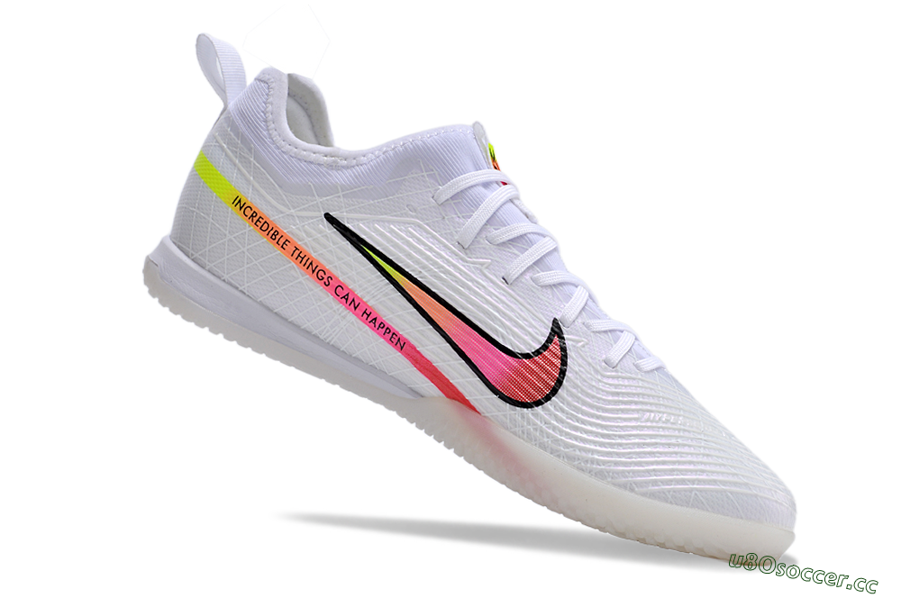 Men's Nike Air Zoom Mercurial Vapor 15 Pro IC Indoor & Futsal Low-Tops Football Shoes - White/Pink/Black/Yellow 4