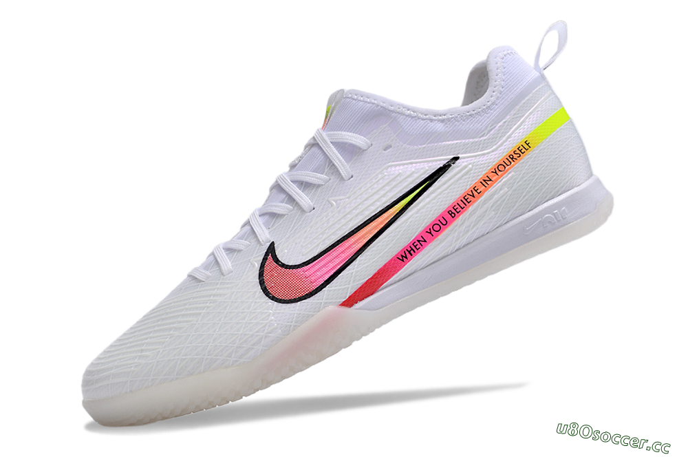 Men's Nike Air Zoom Mercurial Vapor 15 Pro IC Indoor & Futsal Low-Tops Football Shoes - White/Pink/Black/Yellow 5