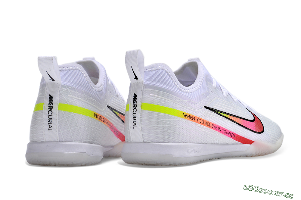 Men's Nike Air Zoom Mercurial Vapor 15 Pro IC Indoor & Futsal Low-Tops Football Shoes - White/Pink/Black/Yellow 6