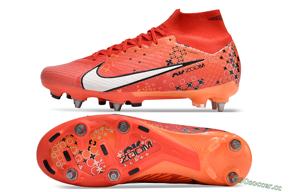 Men's Nike Air Zoom Mercurial Superfly 9 Elite SG Soft Ground High-Tops Football Boots - Red/White/Black 1