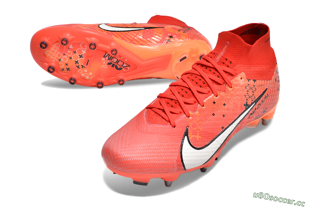 Men's Nike Air Zoom Mercurial Superfly 9 Elite SG Soft Ground High-Tops Football Boots - Red/White/Black 3