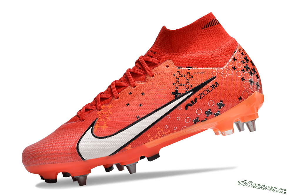 Men's Nike Air Zoom Mercurial Superfly 9 Elite SG Soft Ground High-Tops Football Boots - Red/White/Black 5