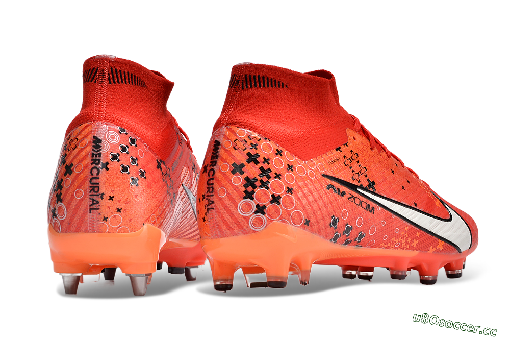 Men's Nike Air Zoom Mercurial Superfly 9 Elite SG Soft Ground High-Tops Football Boots - Red/White/Black 6