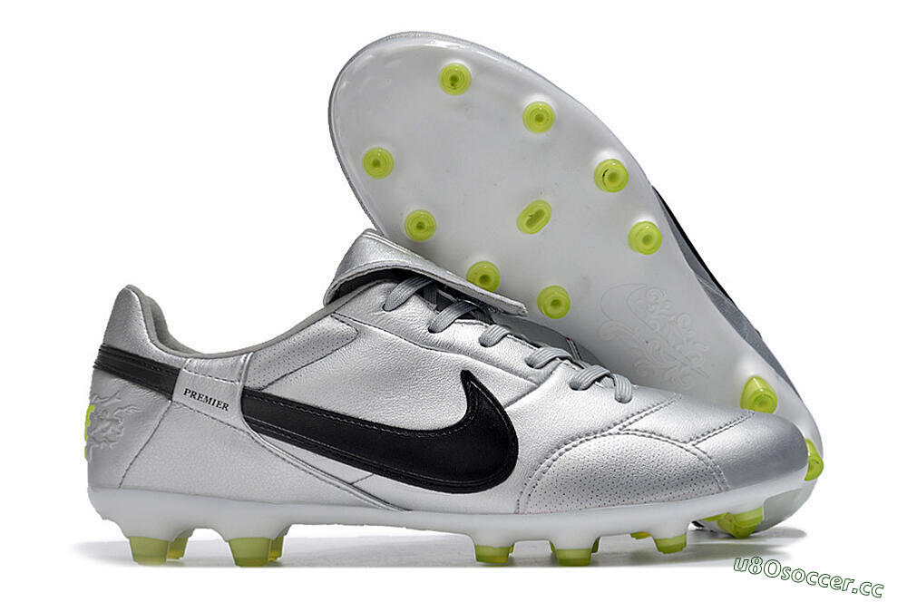 Men's Nike The Premier 3 FG Firm Ground Low-Tops Football Boots - Silver/Black/Yellow 2