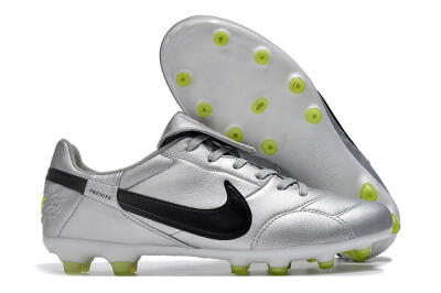 Men's Nike The Premier 3 FG Firm Ground Low-Tops Football Boots - Silver/Black/Yellow