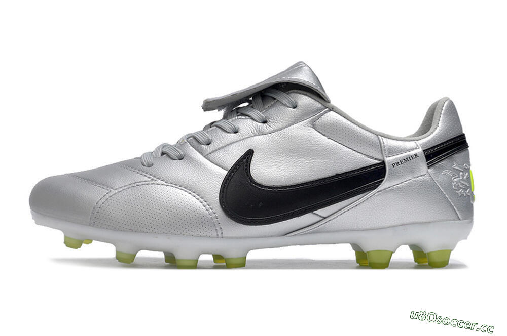Men's Nike The Premier 3 FG Firm Ground Low-Tops Football Boots - Silver/Black/Yellow 0