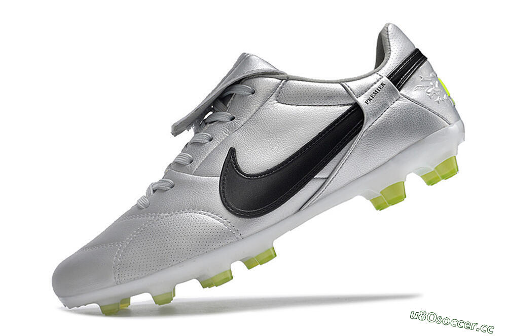 Men's Nike The Premier 3 FG Firm Ground Low-Tops Football Boots - Silver/Black/Yellow 5