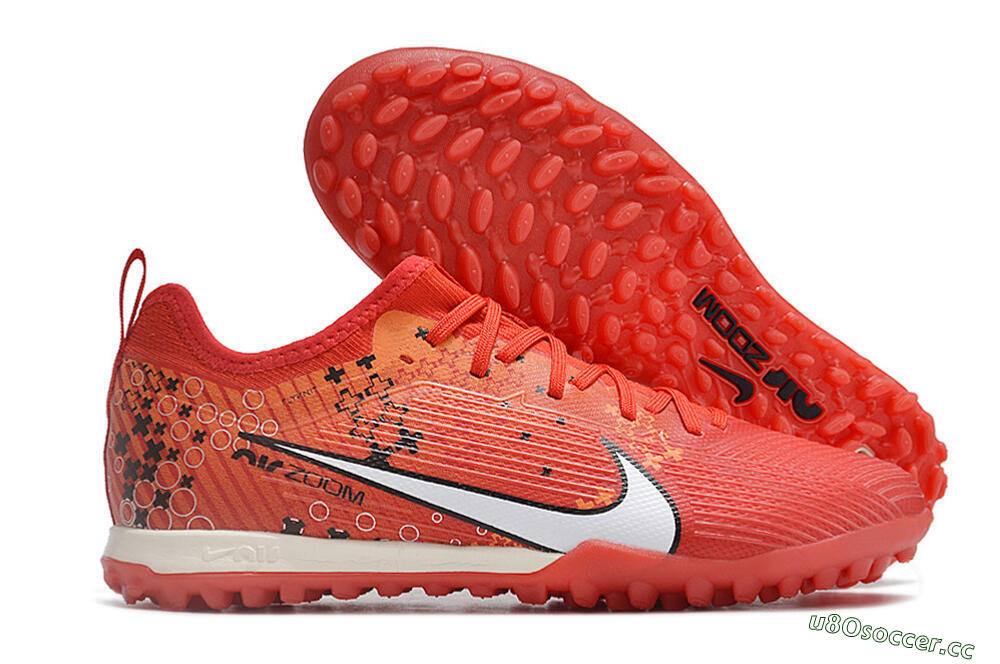Men's Nike Air Zoom Mercurial Vapor 15 Pro TF Artificial Turf Low-Tops Football Shoes - Red/White/Black 2