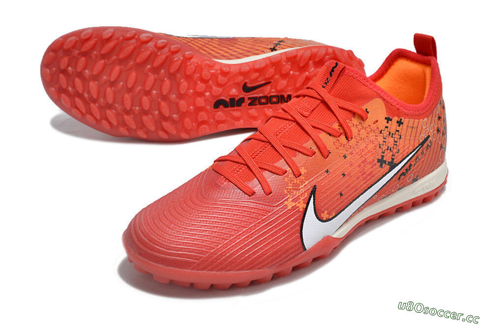 Men's Nike Air Zoom Mercurial Vapor 15 Pro TF Artificial Turf Low-Tops Football Shoes - Red/White/Black 3