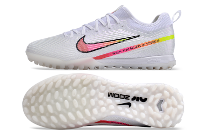 Men's Nike Air Zoom Mercurial Vapor 15 Pro TF Artificial Turf Low-Tops Football Shoes - White/Pink/Black/Yellow