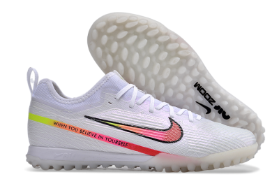 Men's Nike Air Zoom Mercurial Vapor 15 Pro TF Artificial Turf Low-Tops Football Shoes - White/Pink/Black/Yellow